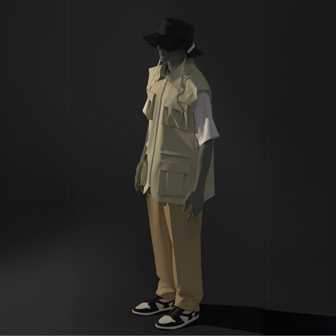 Bucket hat with broad brim